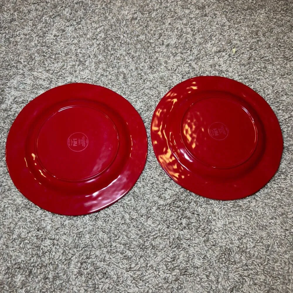 Pier 1 Carmelo Melamine Bowls Pink Red Crackle Plates Bowls Snack Dish LOT of 10